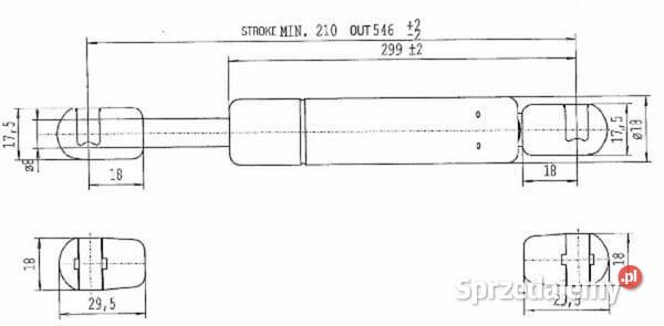 Sprężyna gazowa L546 mm 140N Stabilus CA620319 Kamionna