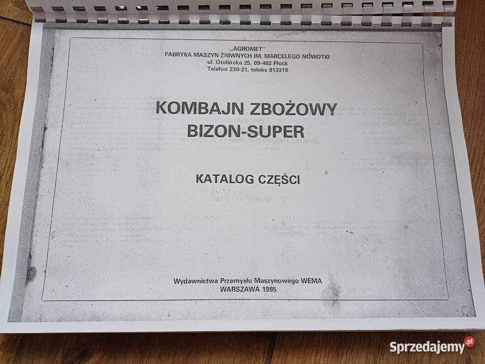 Katalog części do kombajnu BIZON Z0563 do Bizona Lubień Kujawski