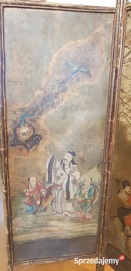 Parawan chiński XVIII wiek sygnowany unikat warmińsko-mazurskie
