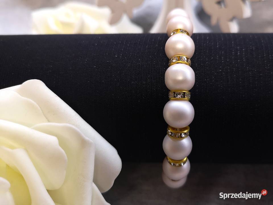 Bransoletka z perłowymi koralikami i złotymi sprzedam