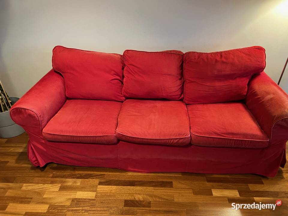 Sofa Ektorp Ikea 3 osobowa kanapa nierozkładana czerwona s