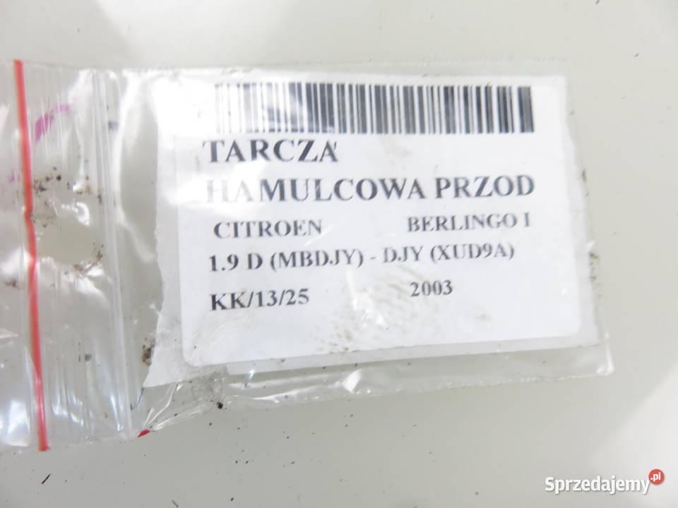 TARCZA HAMULCOWA PRZÓD CITROEN BERLINGO I 19 D