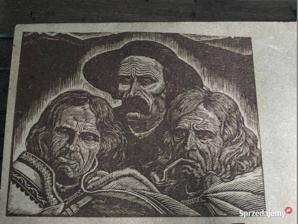 obraz starzy górale grawerwoany na plycie hdf Nowy Targ