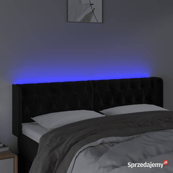 Zagłówek do łóżka z LED czarny 163x16x7888 Ramy i stelaże Warszawa sprzedam
