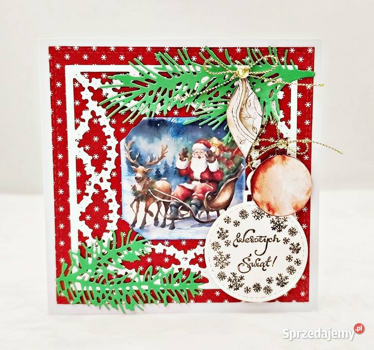 Ręcznie robiona kartka świąteczna z Mikołajem i Wejherowo sprzedam
