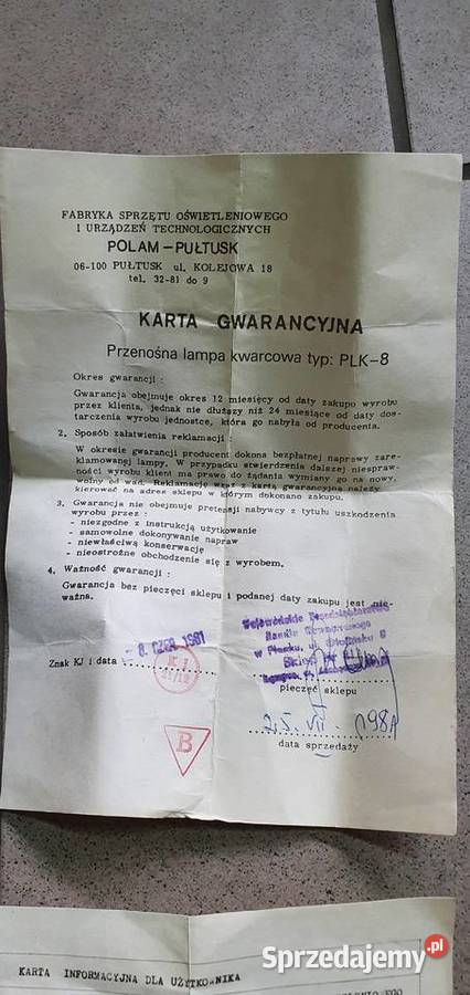 Kwarcówka przenośna Typ PLK8 firmy POLAM Łódź