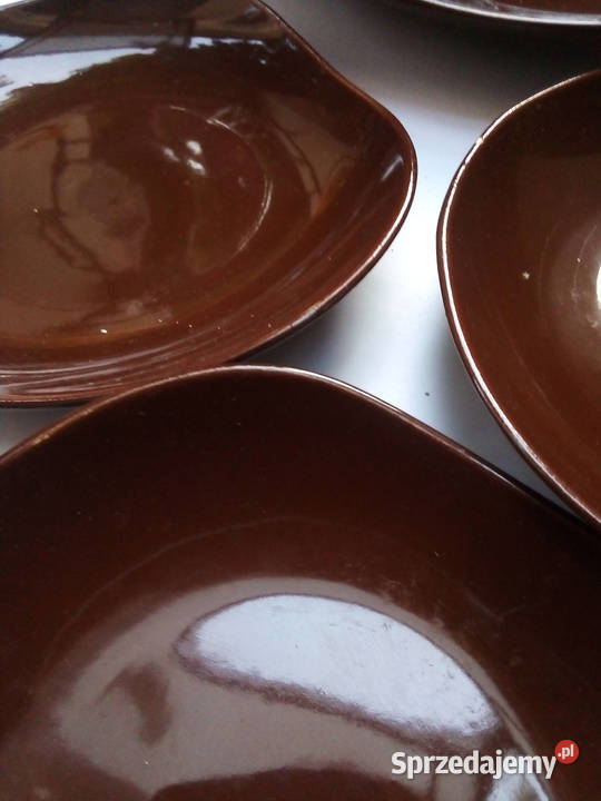 brązowy zestaw talerzy Ryszard Pruszków porcelit brązowy Talerze i talerzyki Częstochowa