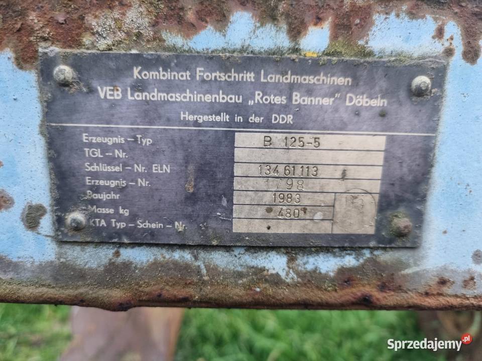 Pług fortschritt 4 skibowy B 1255 Maszyny rolnicze Grodków