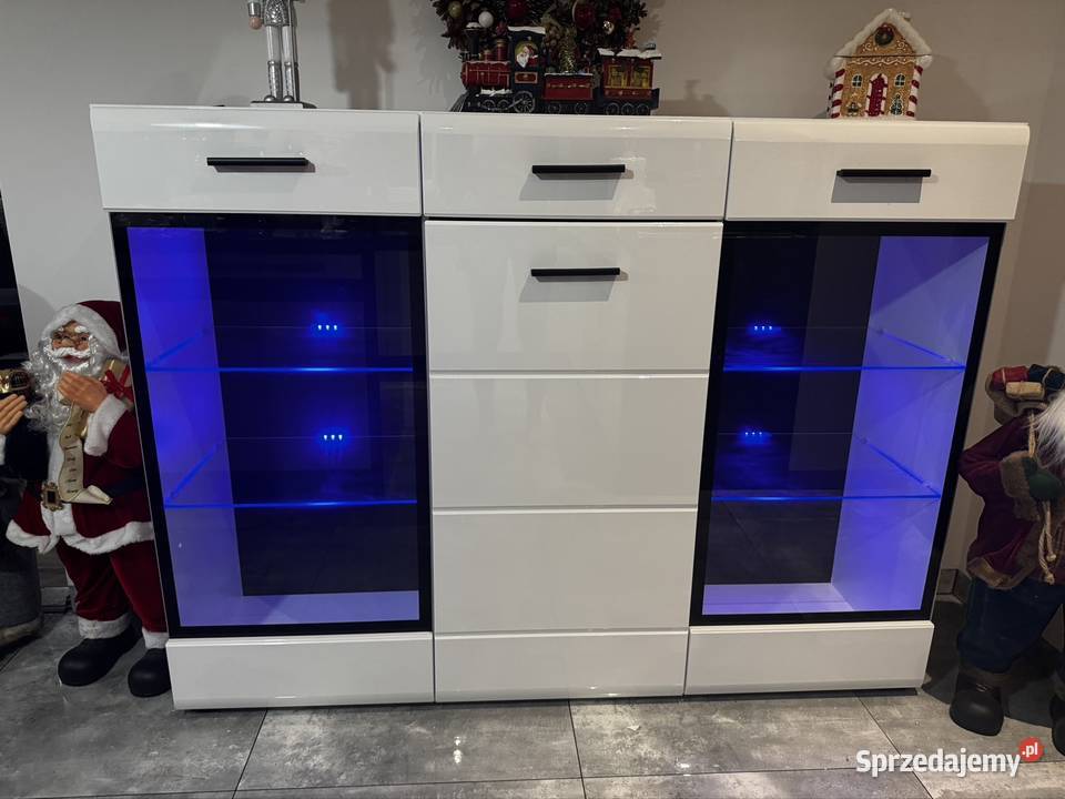 Komoda biała połysk półki szklane nowa do Olsztyn