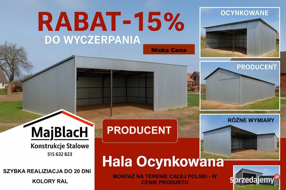 Zadaszona Wiata Ocynkowana Garaż Blaszany HALA podlaskie Łomża