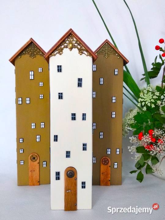 Dekoracyjne domki drewniane pastelowa uliczka sprzedam