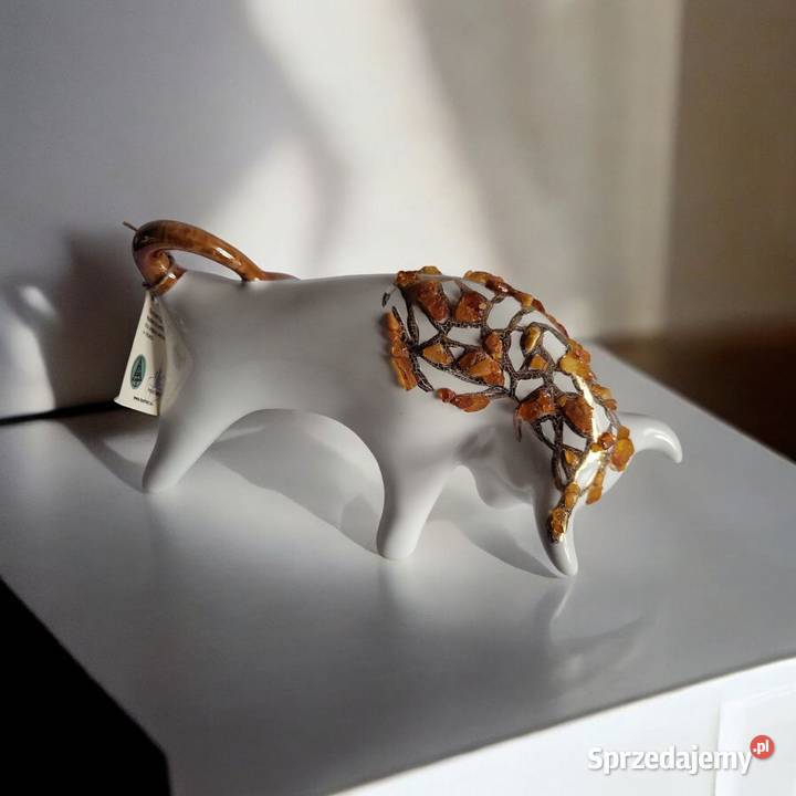 Byk Figurka Byczek ceramiczny ręcznie malowany Rękodzieło Sierakowice