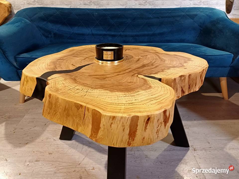 Stolik kawowy 84x78 live edge plaster drewna Śrem