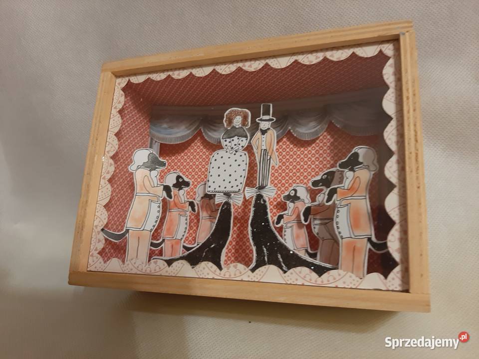 Śliczny drewniany obraz z motywem teatrzyku 3D kujawsko-pomorskie Inowrocław