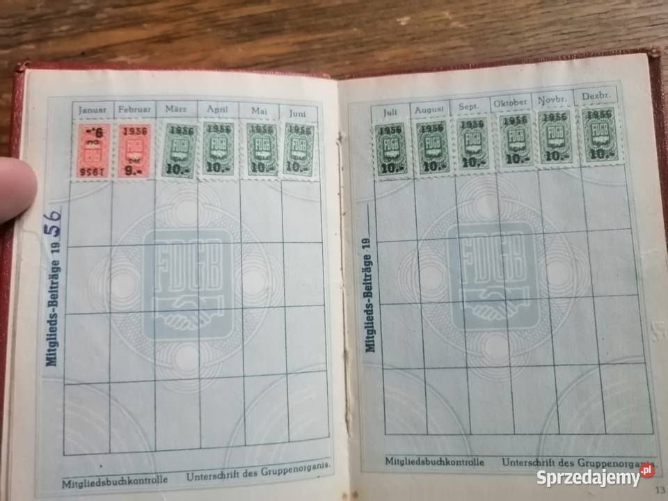 kolekcjonerska Legitymacja znaczki FDGB 1 Legnica