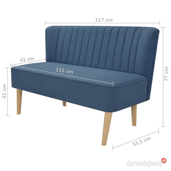 Sofa 117x555x77 niebieski materiał WM244072 Warszawa