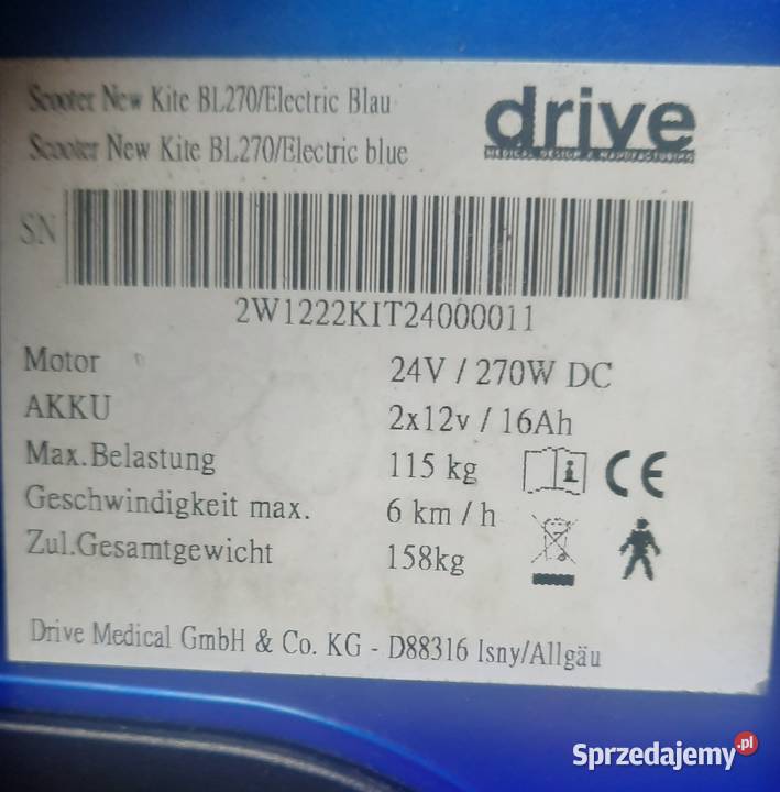 Skuter inwalidzki drobny wygodny w transporcie dolnośląskie Syców