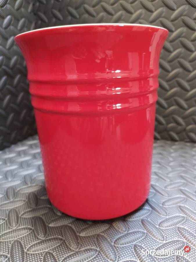 Le Creuset czerwony pojemnik słoik z kamionki do Radlna