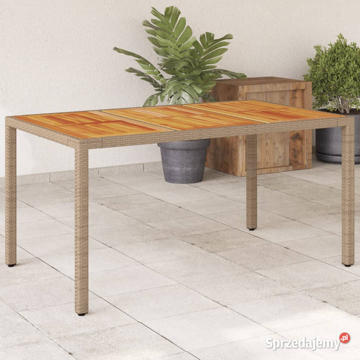 Stół ogrodowy beżowy 150x90x75 rattan PE i Warszawa sprzedam