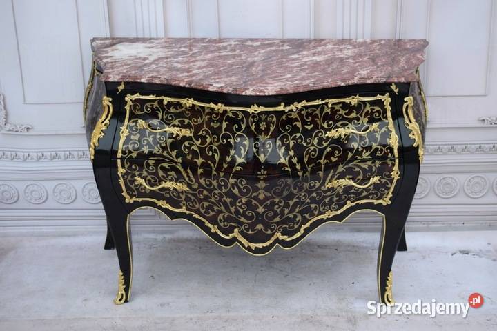 Komoda Boulle Brzuchata Blat Marmur Szafa Drewno