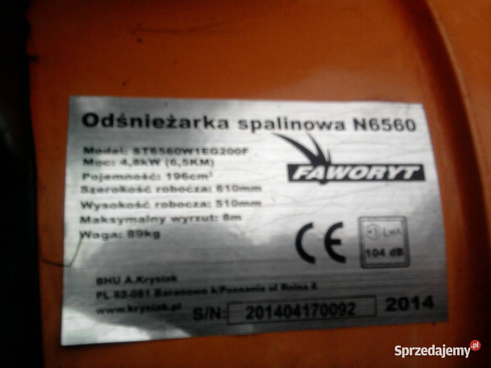 Odśnieżarka spalinowa Faworyt n6560 Ostrowiec Świętokrzyski