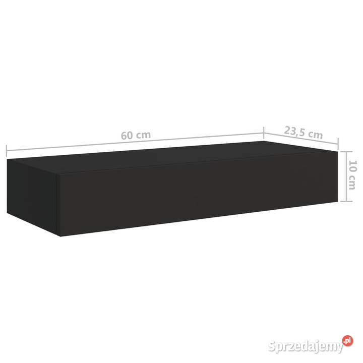 Półki ścienne z szufladą 2 czarne 60x235x10 MDF Warszawa