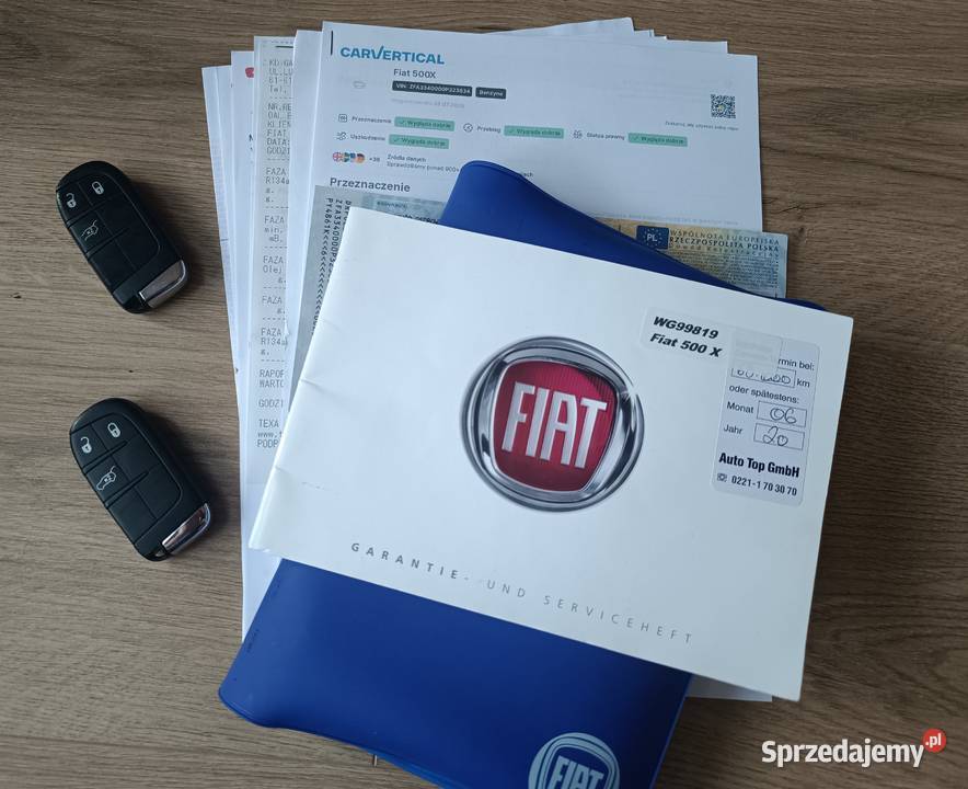 Fiat 500X GWARANCJA Książka serwisowa Kamera Poznań