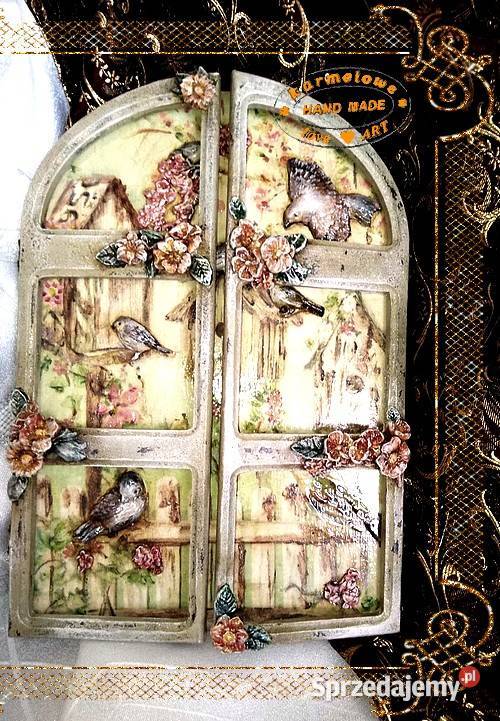 Panel w formie okna decoupage dekoracja handmade Warszawa sprzedam