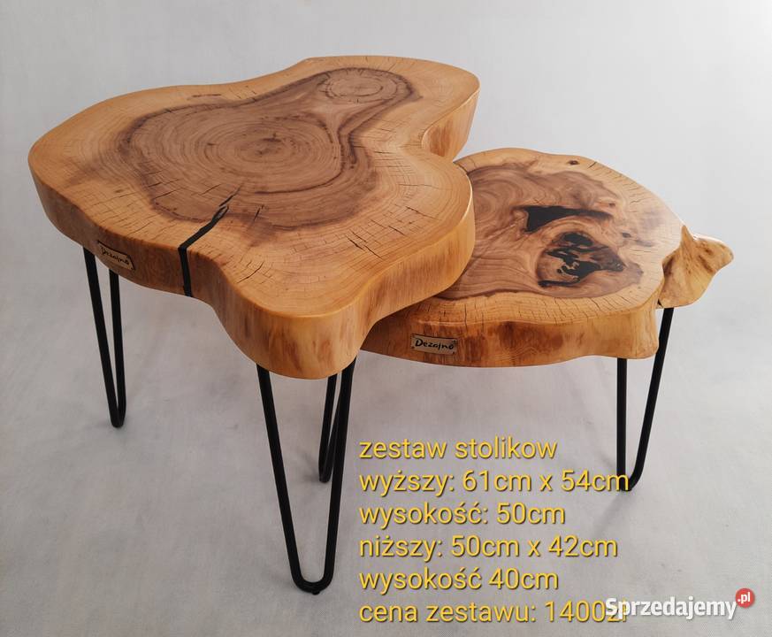 Stolik kawowy plaster drewna wiąz loft Stoliki kawowe i ławy Długołęka