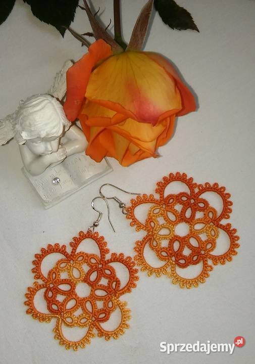 Kolczyki frywolitkowe Rękodzieło Wiśniowa