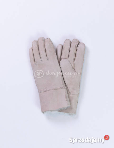 Klasyczne jasno beżowe rękawiczki damskie ze Pozostałe
