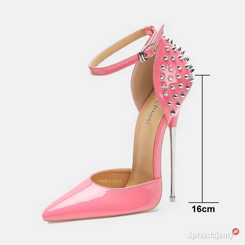 Czółenka 3 kolory ćwiekowane obcas 16 rozmiary