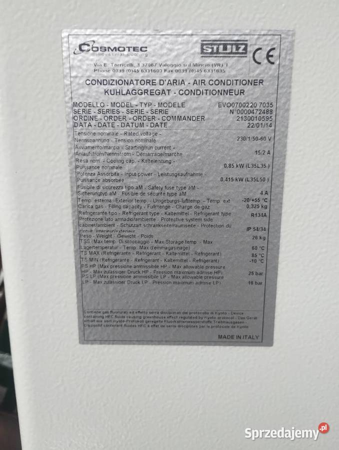 Chłodnica klimatyzator szaf sterowniczych Liszki sprzedam
