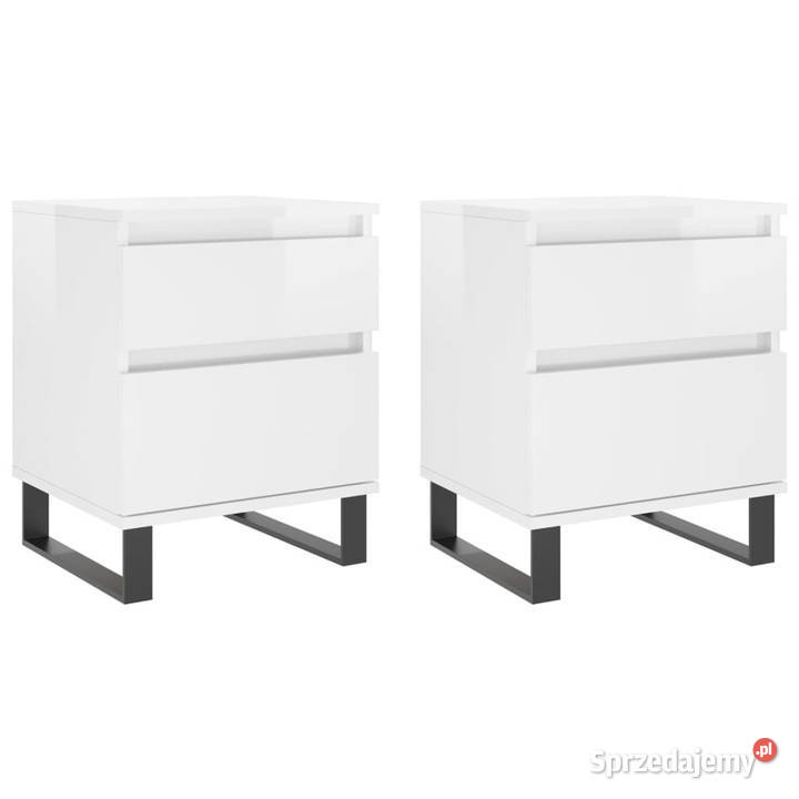 Szafki nocne 2 białe wysoki połysk 40x35x50