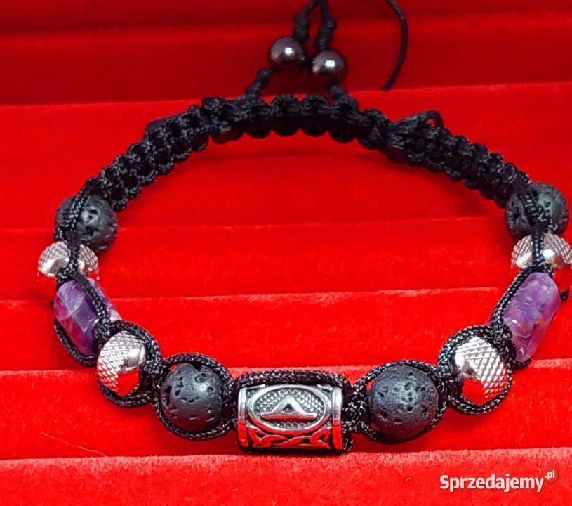 Bransoletka runa stal kamień Ametyst Hematyt Warszawa sprzedam