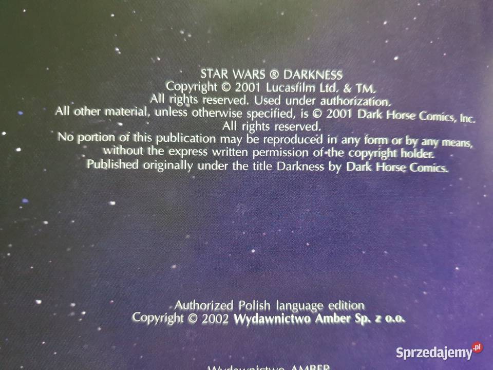 Star Wars Ciemność 1 wydanie 1 Amber 2002 Gdynia sprzedam