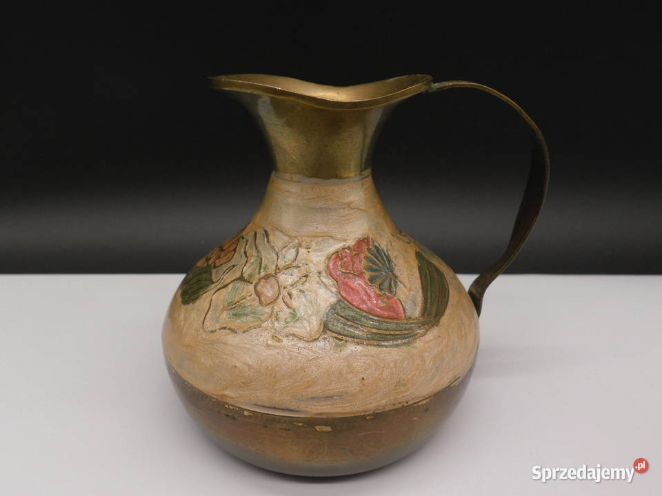 Stary Mosiężny Dzbanek Vintage Emalia Cloisonn wielkopolskie sprzedam
