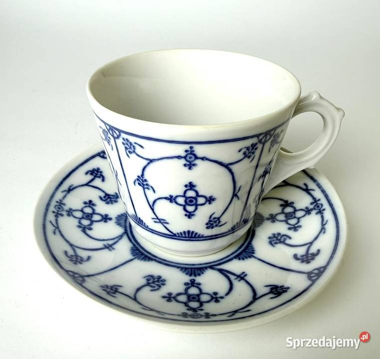 Filiżanka ze spodkiem wzór słomkowy Blau Saks Kraków