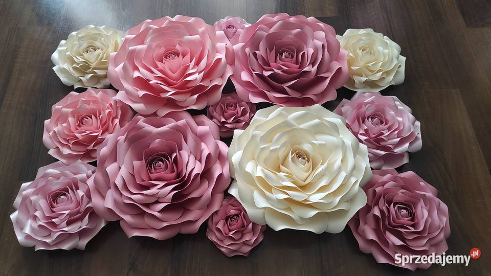 Róże z papieru 3D Kompozycje kwiatowe Lądek