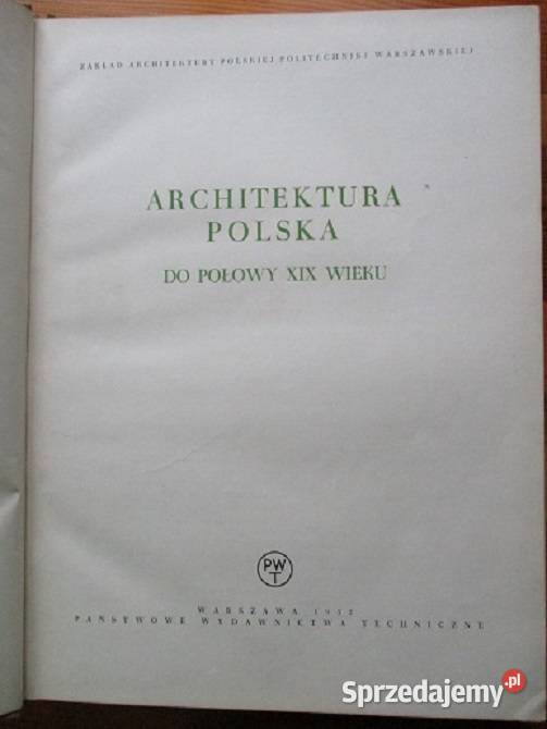 Archtektura polska do pol XIX w 1952