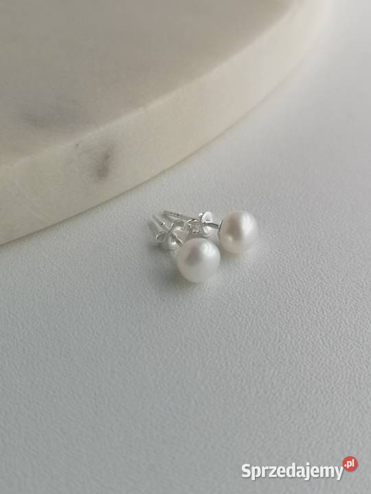 kolczyki z białą perłą Toruń sprzedam