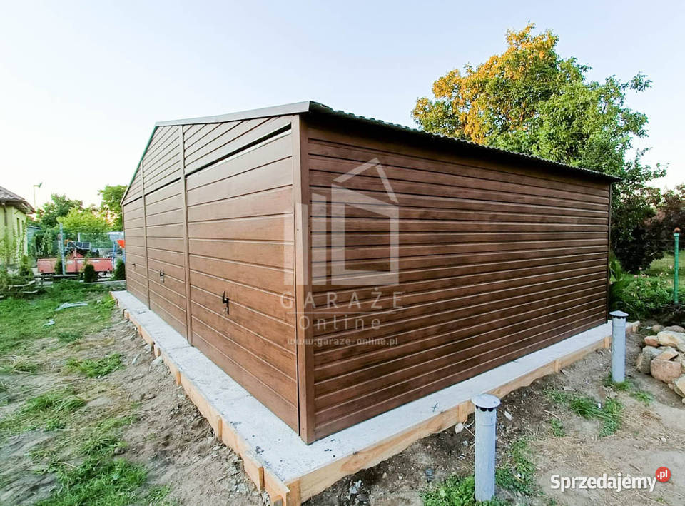 GARAŻ BLASZANY 9m x 6m dwuspad 3x Brama ciemny Łódź
