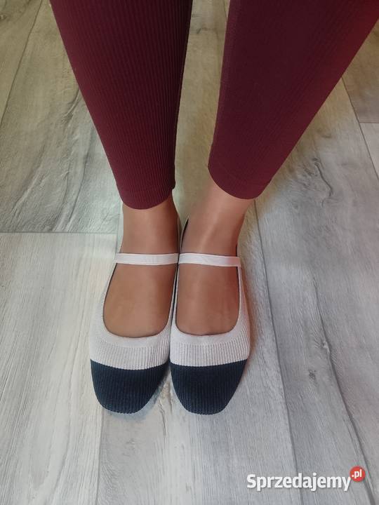 41 Dzianinowe beżowo czarne baleriny wieczorowe Kraków