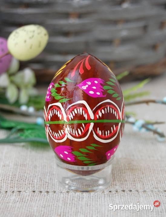 Stara pisanka drewniana malowana Ukraina 65