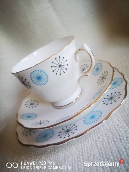 Filiżanka z talerzkiem deserowym Bone China Made Gdańsk