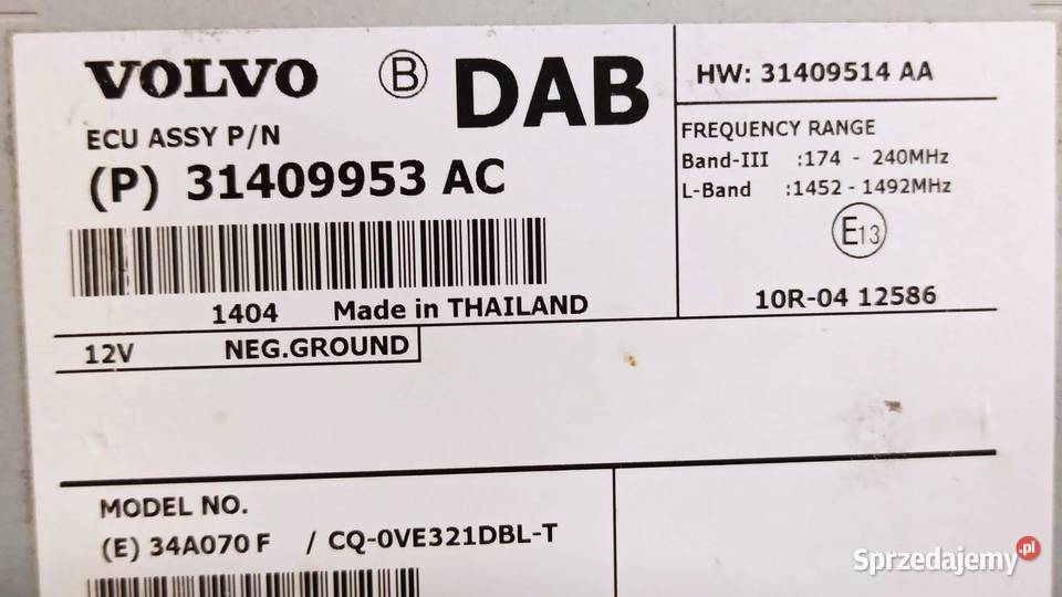 VOLVO V60 V70 TUNER MODUŁ RADIA 31409953