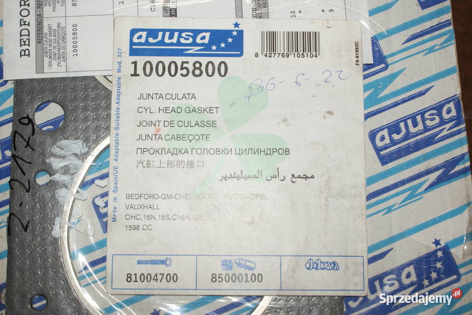 10005800 AJUSA USZCZELKA GŁOWICY OPEL osobowe mazowieckie Białobrzegi