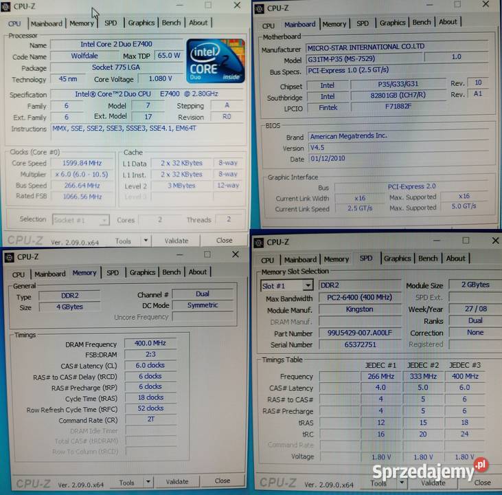 komputer PC intel core2duo E7400 geforce 9800GT Mstów