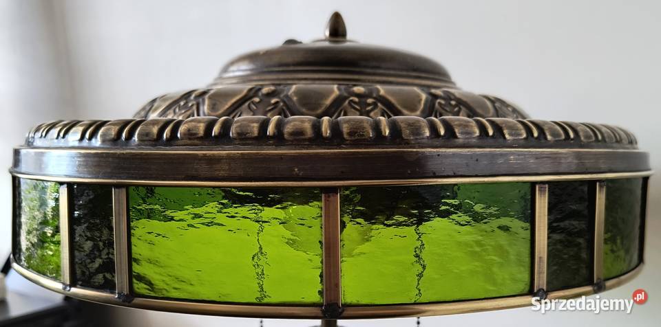 Stara lampa mosiądz witraż szkło Wysoka