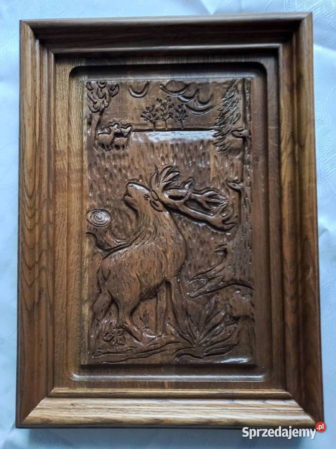Płaskorzeźby drewniane dąb Pozostałe wielkopolskie Krajenka